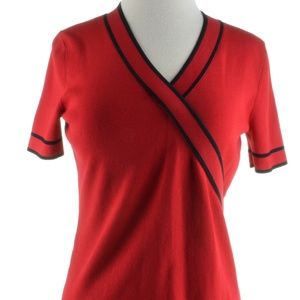 Cable & Gauge Stretch Knit Blouse Short Sleeve